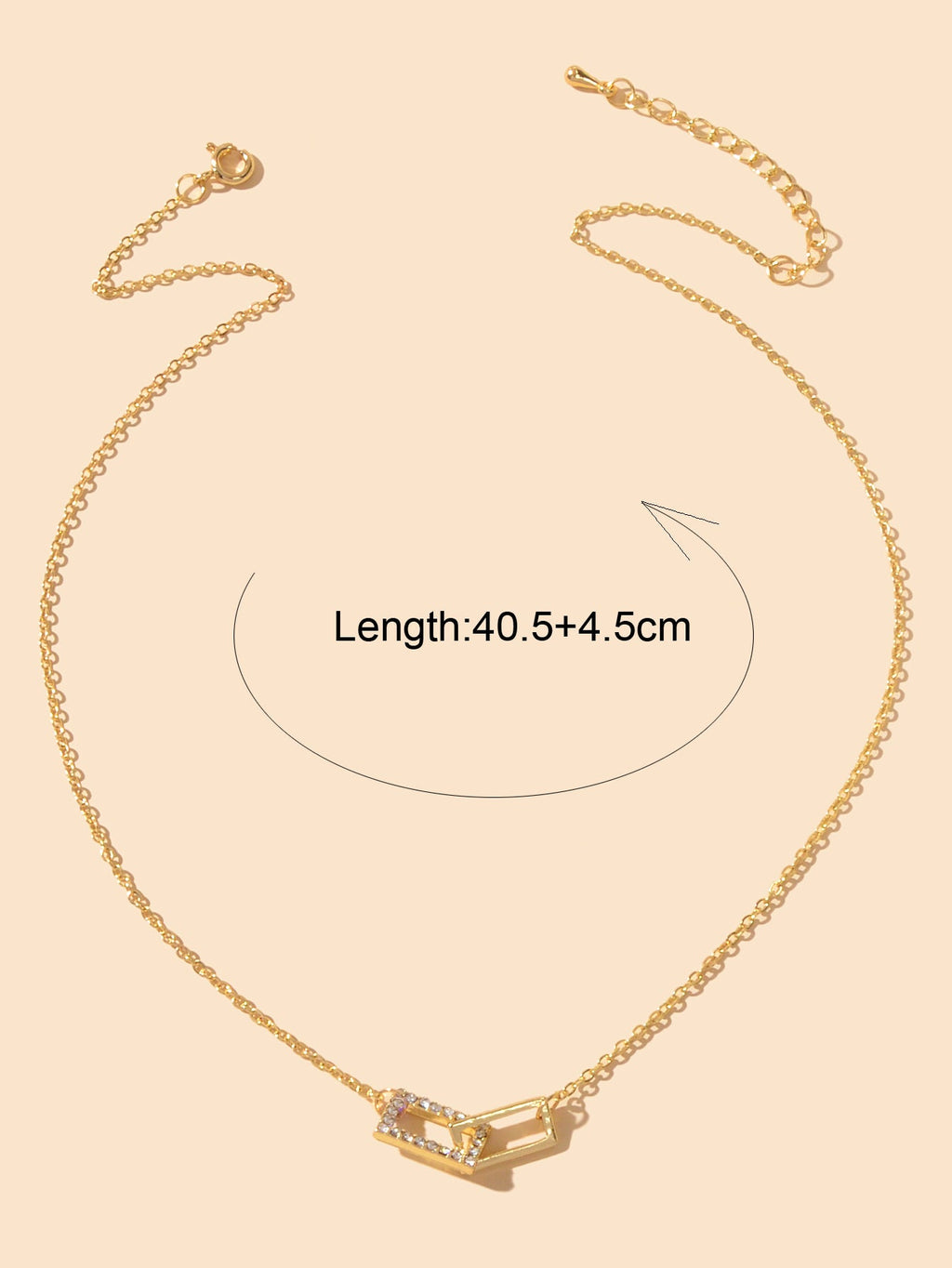 Charming Jewelry Gold Chain Crystal Square Decor Good Quality Pendant Necklace-2