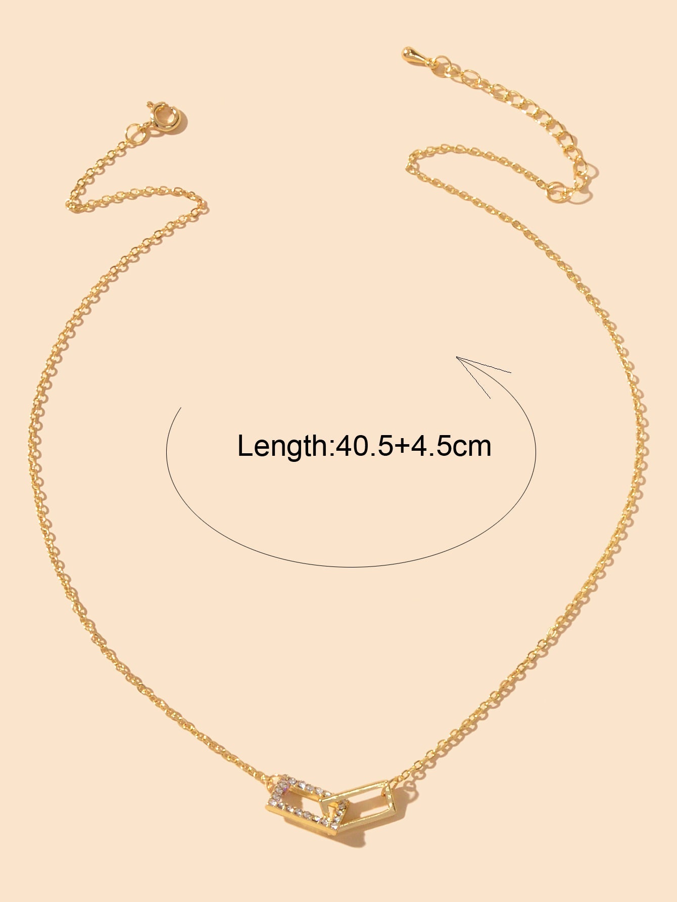 Charming Jewelry Gold Chain Crystal Square Decor Good Quality Pendant Necklace-2