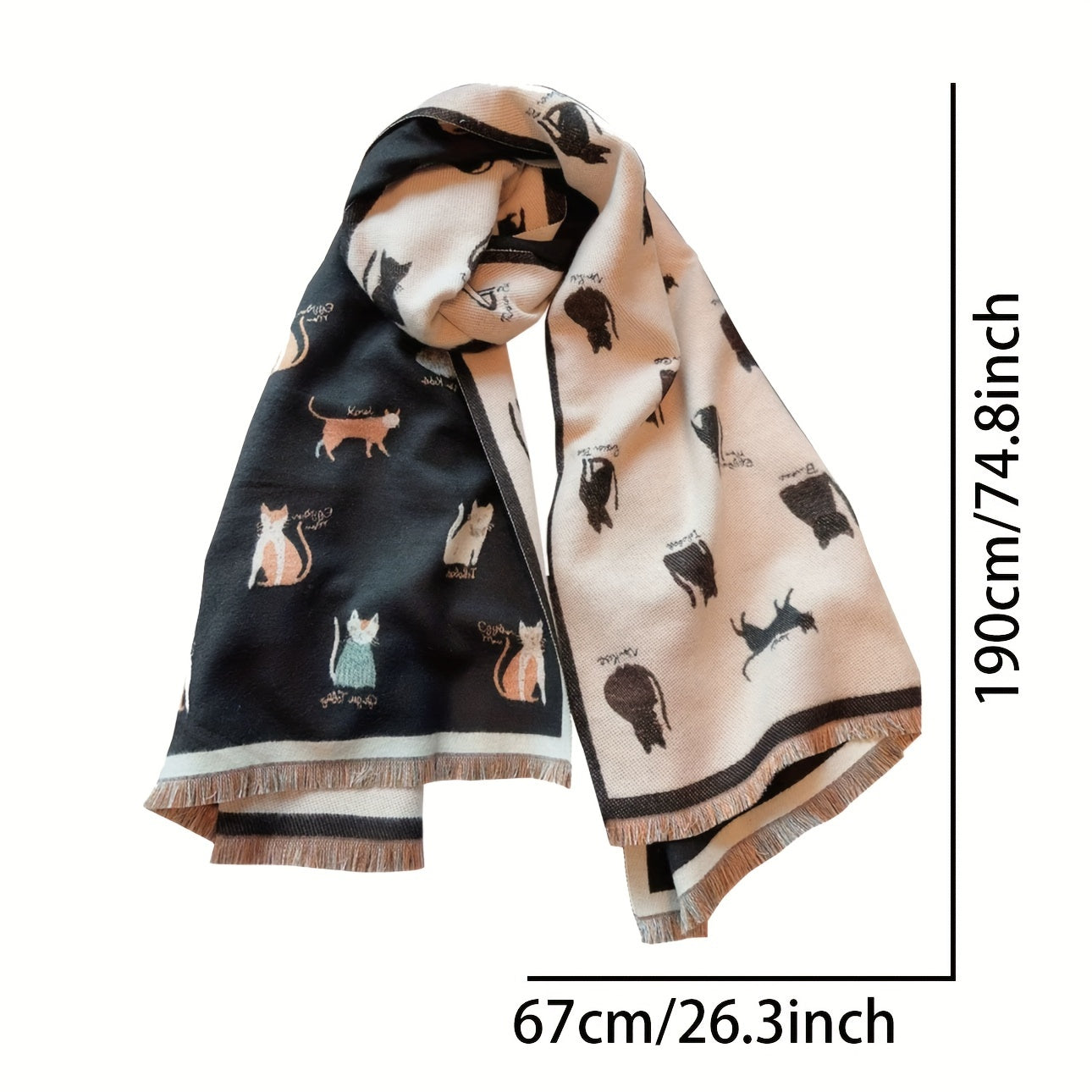 Cozy Double-Sided Cat Scarf for Winter Style-1