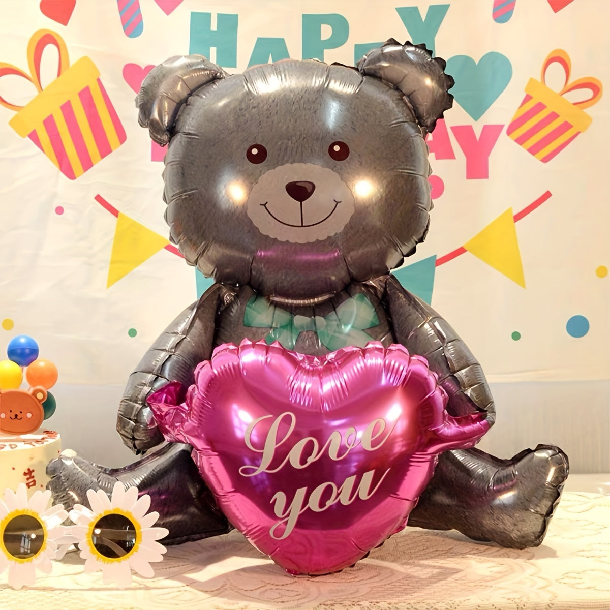 Valentine’s Day Love You Teddy Heart Balloon-1