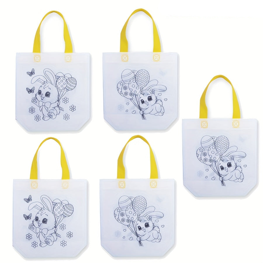 5pcs Easter Tote Bags with Bunny and Egg Design-0