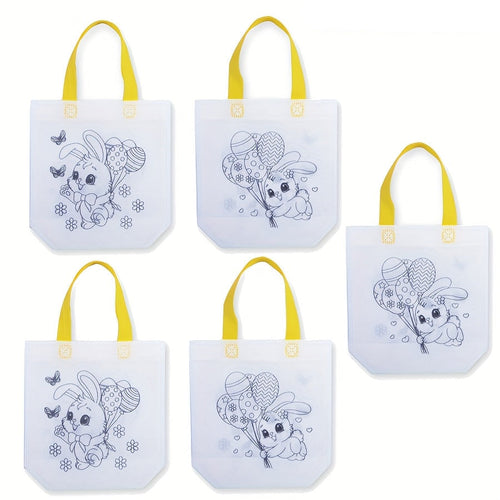 5pcs Easter Tote Bags with Bunny and Egg Design-0