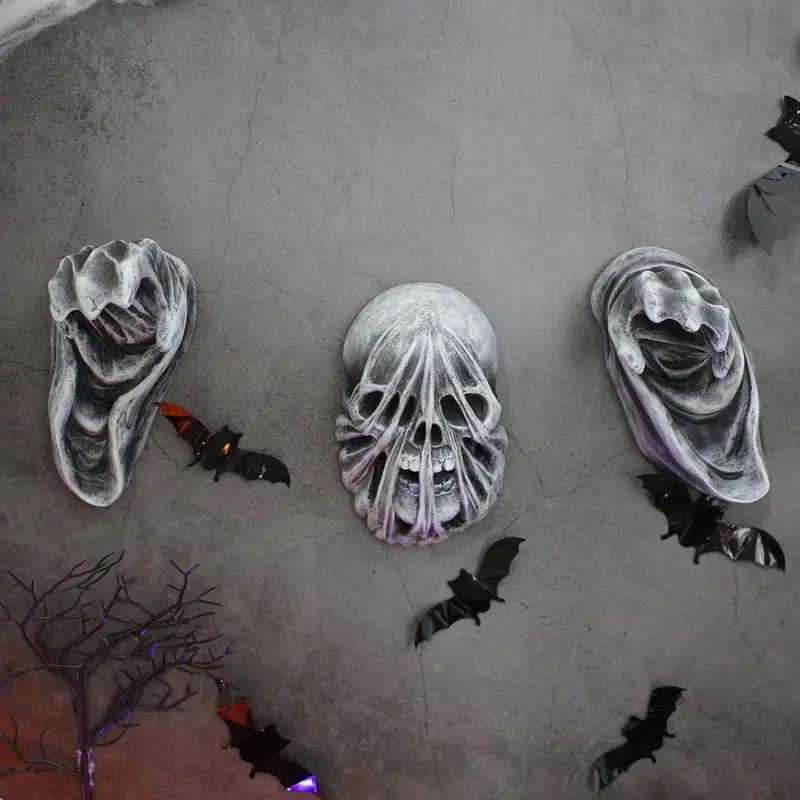 3-Piece Set of 5-Inch Realistic Ghost Hands - Wall-Mounted Head Pendants-3