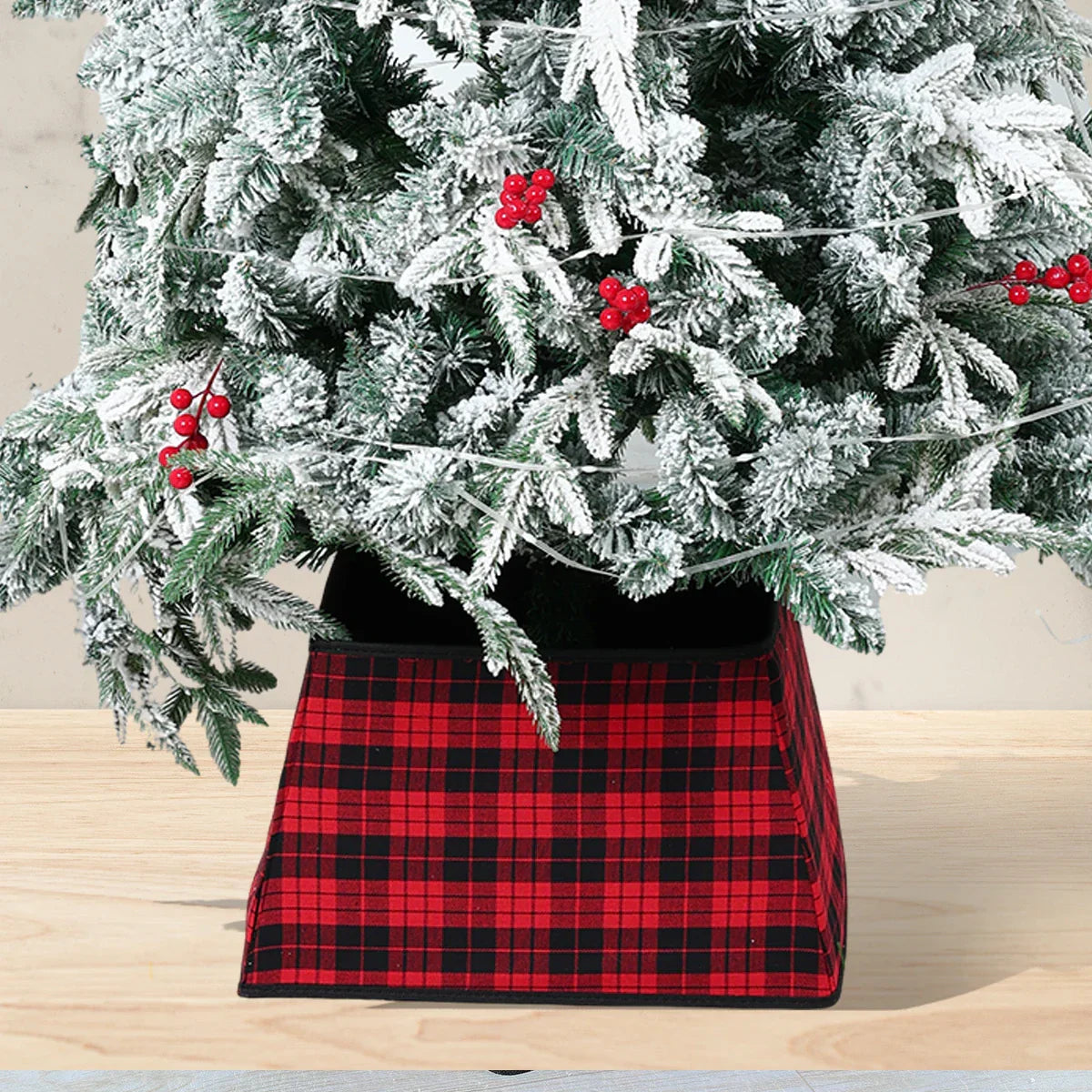 Christmas Red Lattice Tree Base Decoration-1