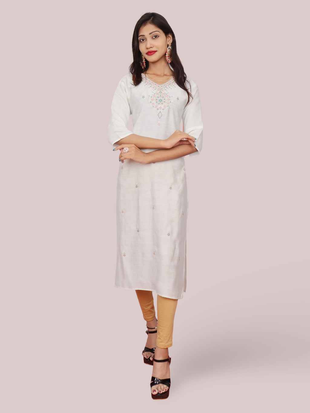 Cotton Kurti with Beautifully Embroidered Neckline-4