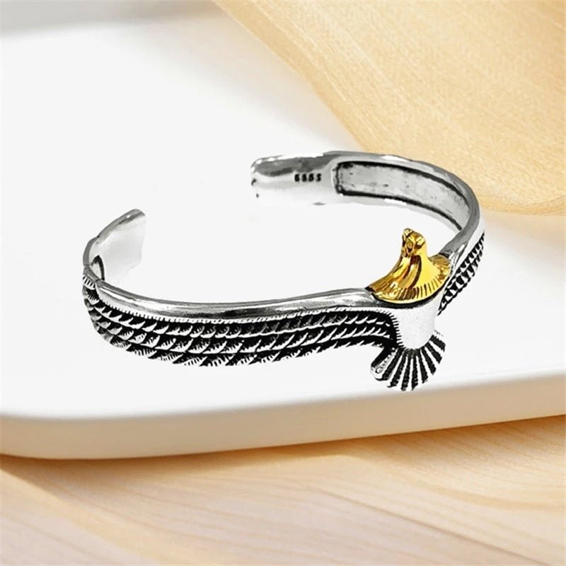 Viking Eagle Cuff Bracelet Valentines Day Gift for Boyfriend Adjustable Open Tribal Wildlife Jewelry Indian Eagle Wing Bracelet-3