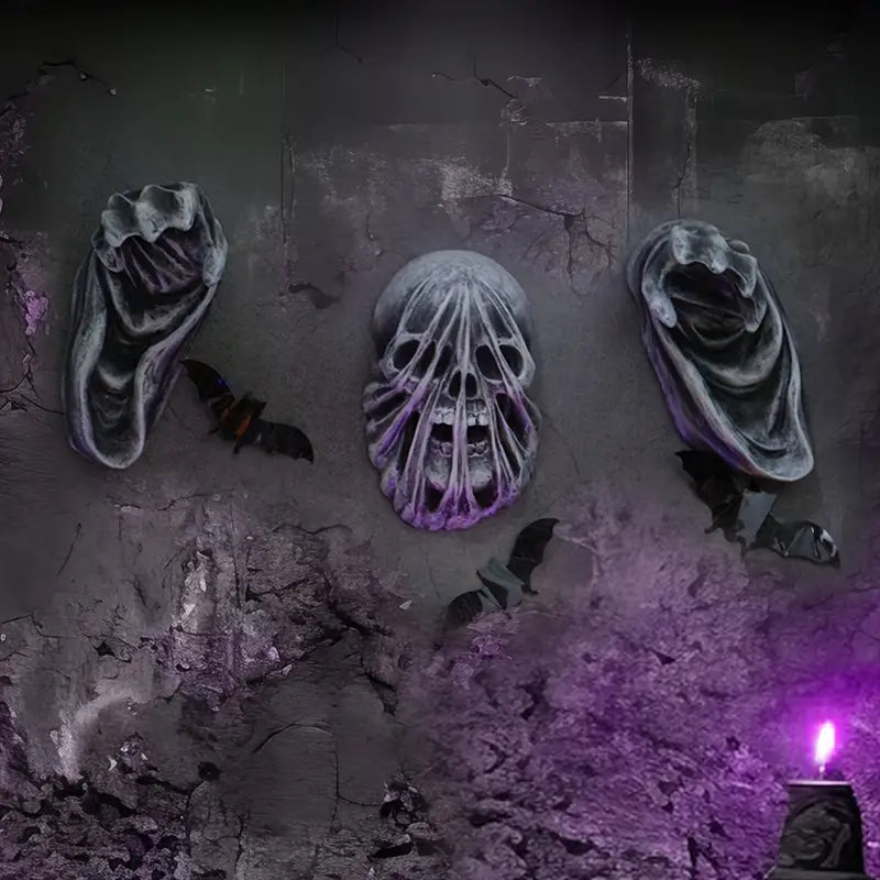 3-Piece Set of 5-Inch Realistic Ghost Hands - Wall-Mounted Head Pendants-2