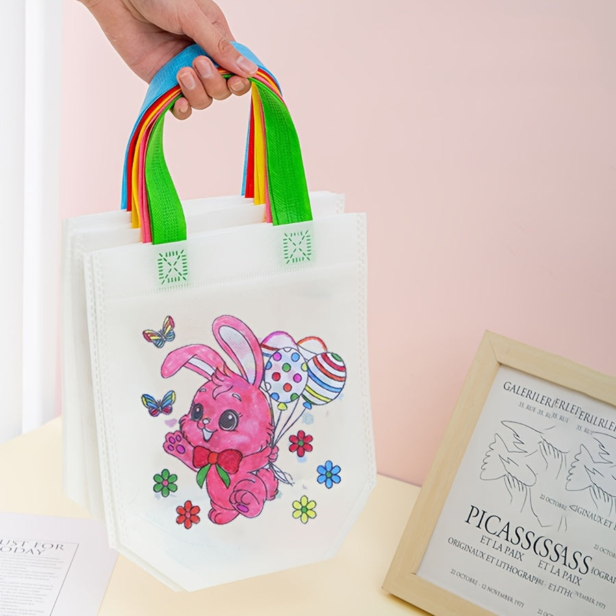 5pcs Easter Tote Bags with Bunny and Egg Design-2