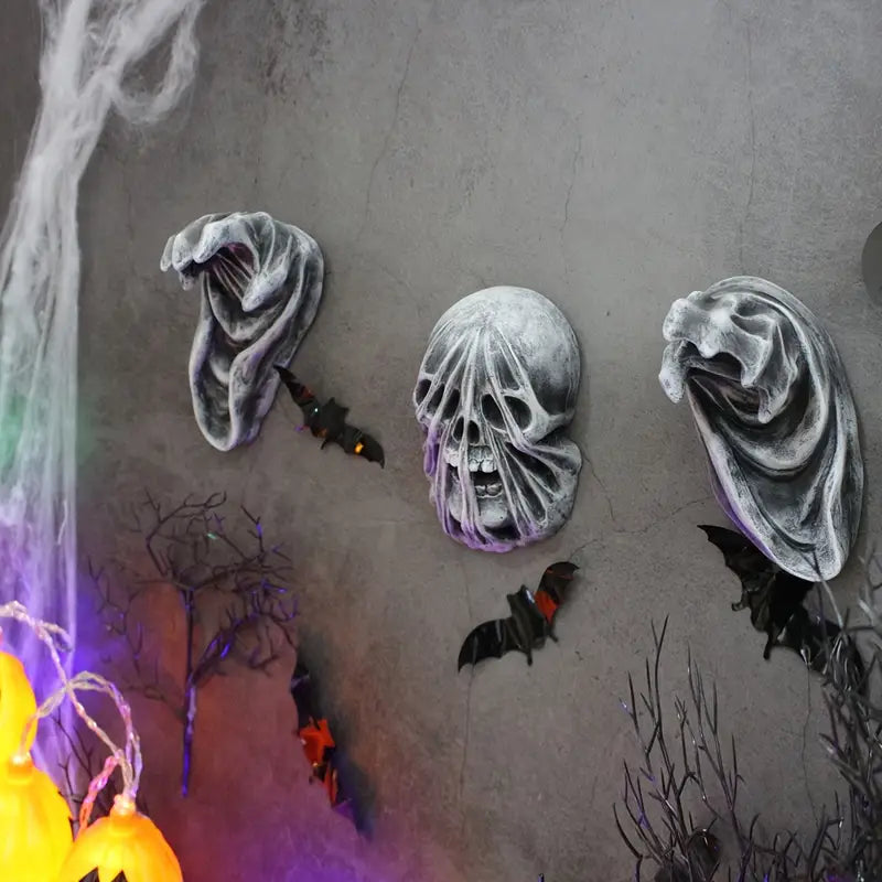 3-Piece Set of 5-Inch Realistic Ghost Hands - Wall-Mounted Head Pendants-1