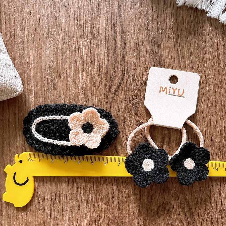Collection of Versatile Knitted Flower Children’s Hair Clip for Baby’s Stray Hair-1